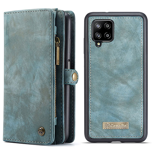 Leather Case Stands Flip Cover Holder C04S for Samsung Galaxy M12 Blue