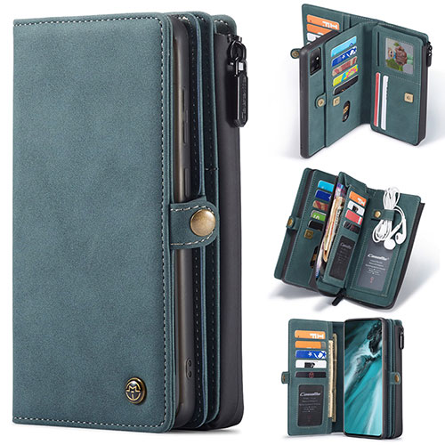 Leather Case Stands Flip Cover Holder C04S for Samsung Galaxy M40S Blue