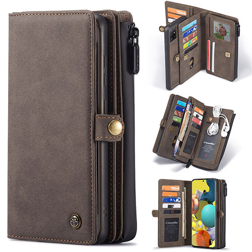 Leather Case Stands Flip Cover Holder C04S for Samsung Galaxy M40S Brown