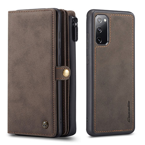 Leather Case Stands Flip Cover Holder C04S for Samsung Galaxy S20 FE (2022) 5G Brown