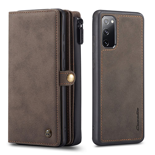 Leather Case Stands Flip Cover Holder C04S for Samsung Galaxy S20 FE 4G Brown