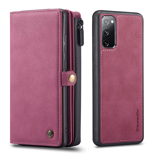 Leather Case Stands Flip Cover Holder C04S for Samsung Galaxy S20 Lite 5G Red