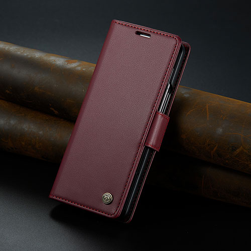 Leather Case Stands Flip Cover Holder C04S for Samsung Galaxy Z Fold5 5G Red Wine