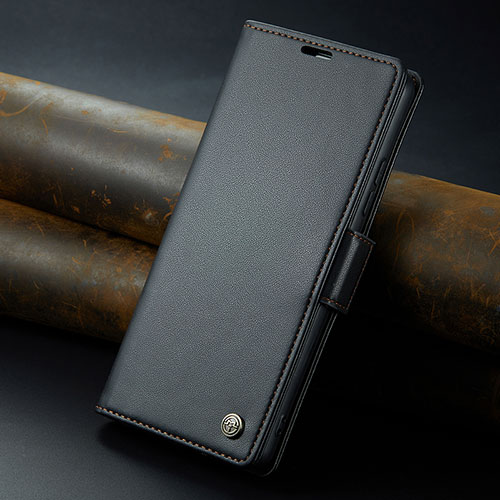 Leather Case Stands Flip Cover Holder C04S for Xiaomi Poco M6 Pro 5G Black