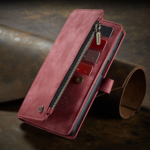 Leather Case Stands Flip Cover Holder C04S for Xiaomi Redmi Note 10 Pro Max Red