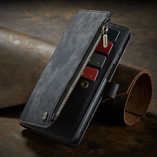 Leather Case Stands Flip Cover Holder C04S for Xiaomi Redmi Note 10S 4G Black