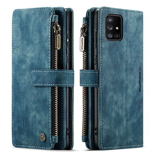 Leather Case Stands Flip Cover Holder C05S for Samsung Galaxy A51 4G Blue