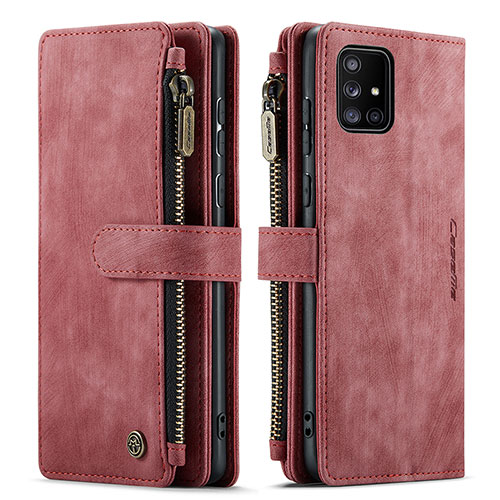 Leather Case Stands Flip Cover Holder C05S for Samsung Galaxy A51 4G Red