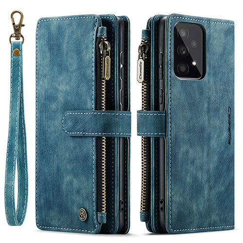 Leather Case Stands Flip Cover Holder C05S for Samsung Galaxy A53 5G Blue