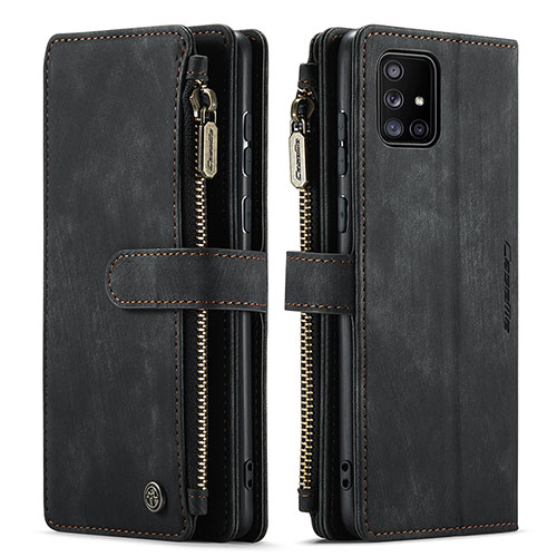 Leather Case Stands Flip Cover Holder C05S for Samsung Galaxy M40S Black