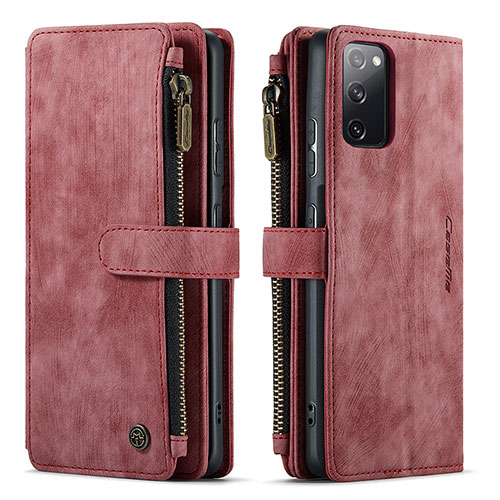 Leather Case Stands Flip Cover Holder C05S for Samsung Galaxy S20 FE 4G Red