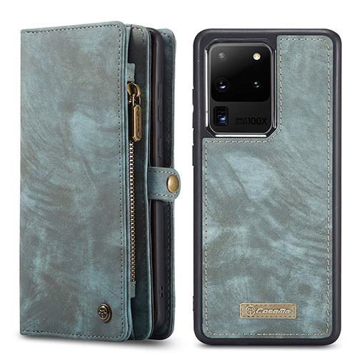 Leather Case Stands Flip Cover Holder C05S for Samsung Galaxy S20 Ultra 5G Blue