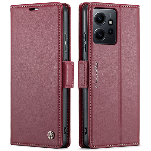 Leather Case Stands Flip Cover Holder C05S for Xiaomi Redmi Note 12 4G Red