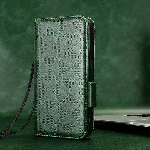 Leather Case Stands Flip Cover Holder C05X for Huawei P60 Art Green