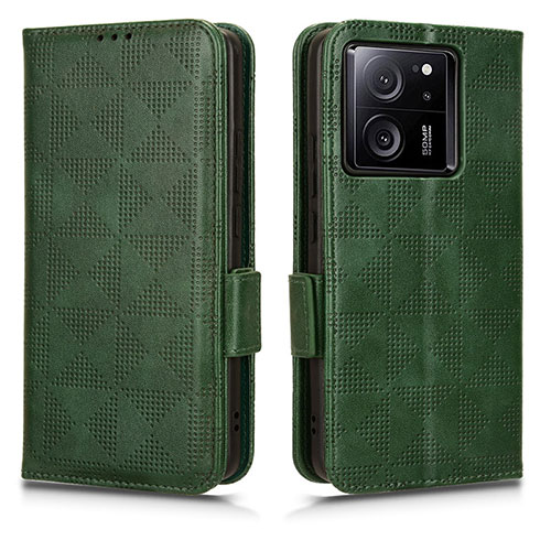 Leather Case Stands Flip Cover Holder C05X for Xiaomi Mi 13T 5G Green