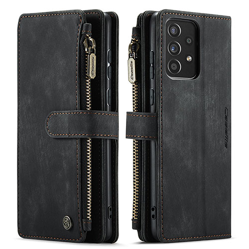 Leather Case Stands Flip Cover Holder C06S for Samsung Galaxy A52 5G Black