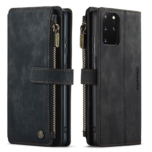 Leather Case Stands Flip Cover Holder C07S for Samsung Galaxy S20 Plus 5G Black