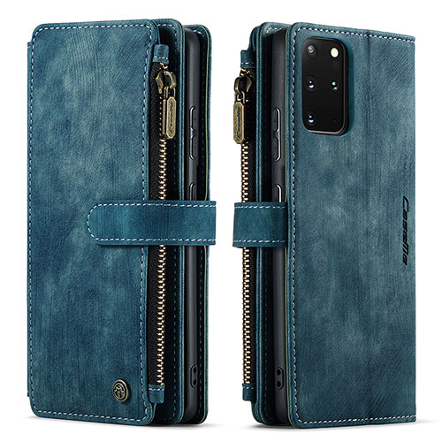 Leather Case Stands Flip Cover Holder C07S for Samsung Galaxy S20 Plus 5G Blue