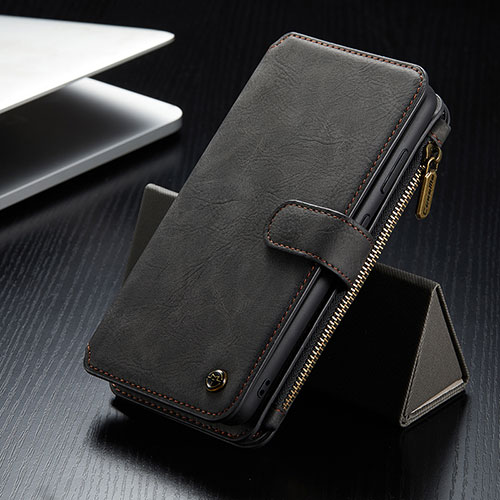 Leather Case Stands Flip Cover Holder C12S for Samsung Galaxy S24 Plus 5G Black