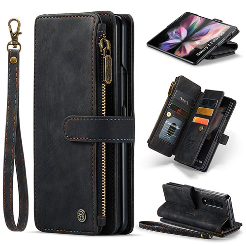 Galaxy Z Fold 4 5G Case, Z Fold 4 Case Wallet Phone Cover Black