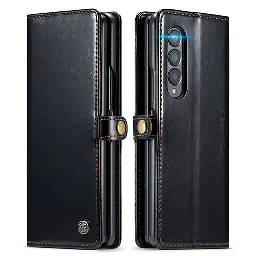 Leather Case Stands Flip Cover Holder CS2 for Samsung Galaxy Z Fold3 5G Black