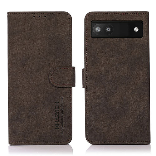 Leather Case Stands Flip Cover Holder D01Y for Google Pixel 7a 5G Brown