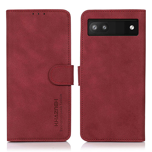 Leather Case Stands Flip Cover Holder D01Y for Google Pixel 7a 5G Red