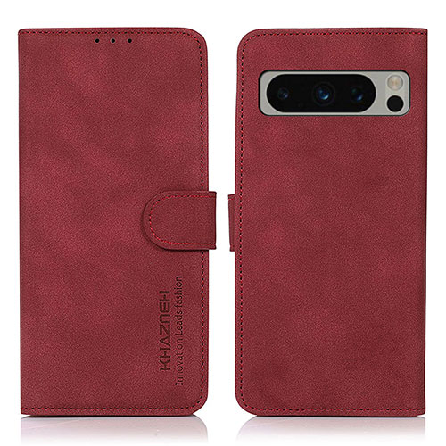 Leather Case Stands Flip Cover Holder D01Y for Google Pixel 8 Pro 5G Red
