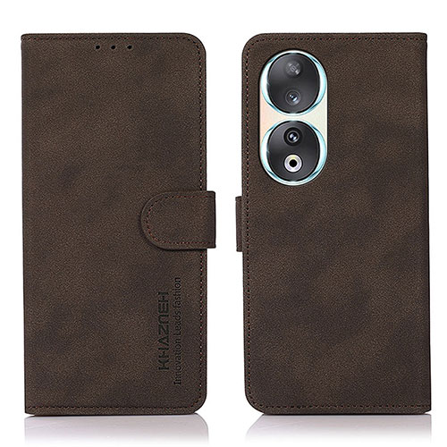 Leather Case Stands Flip Cover Holder D01Y for Huawei Honor 90 5G Brown