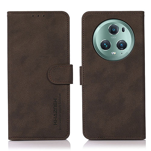 Leather Case Stands Flip Cover Holder D01Y for Huawei Honor Magic5 Pro 5G Brown