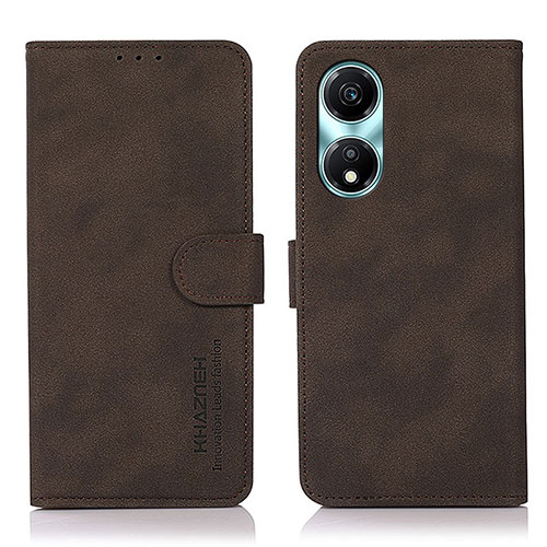 Leather Case Stands Flip Cover Holder D01Y for Huawei Honor X5 Plus Brown