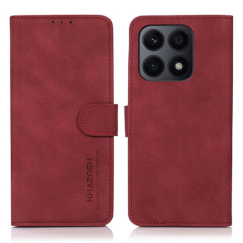 Leather Case Stands Flip Cover Holder D01Y for Huawei Honor X8a 4G Red