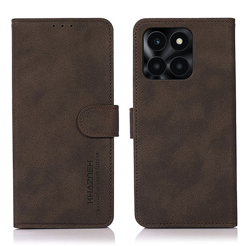 Leather Case Stands Flip Cover Holder D01Y for Huawei Honor X8b Brown