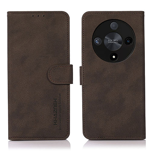 Leather Case Stands Flip Cover Holder D01Y for Huawei Honor X9b 5G Brown