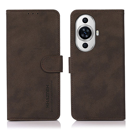 Leather Case Stands Flip Cover Holder D01Y for Huawei Nova 11 Pro Brown