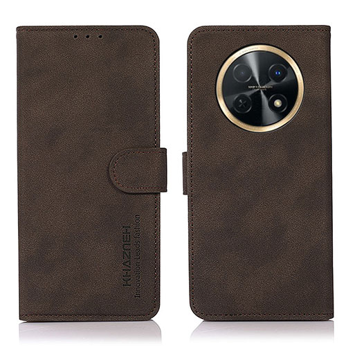 Leather Case Stands Flip Cover Holder D01Y for Huawei Nova Y91 Brown