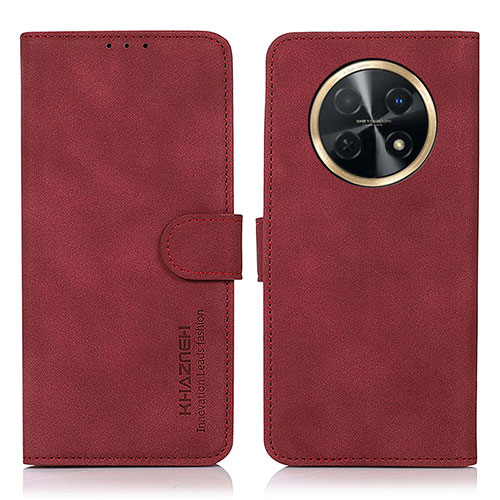 Leather Case Stands Flip Cover Holder D01Y for Huawei Nova Y91 Red