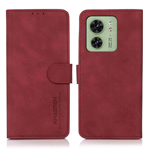 Leather Case Stands Flip Cover Holder D01Y for Motorola Moto Edge (2023) 5G Red