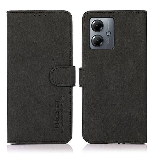 Leather Case Stands Flip Cover Holder D01Y for Motorola Moto G14 Black