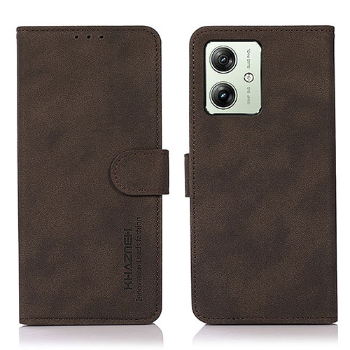 Leather Case Stands Flip Cover Holder D01Y for Motorola Moto G54 5G Brown