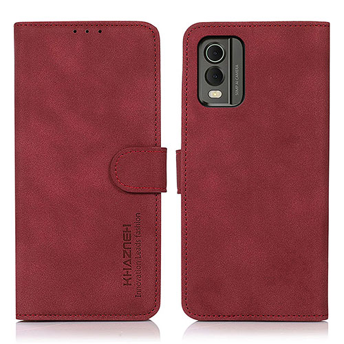 Leather Case Stands Flip Cover Holder D01Y for Nokia C210 Red