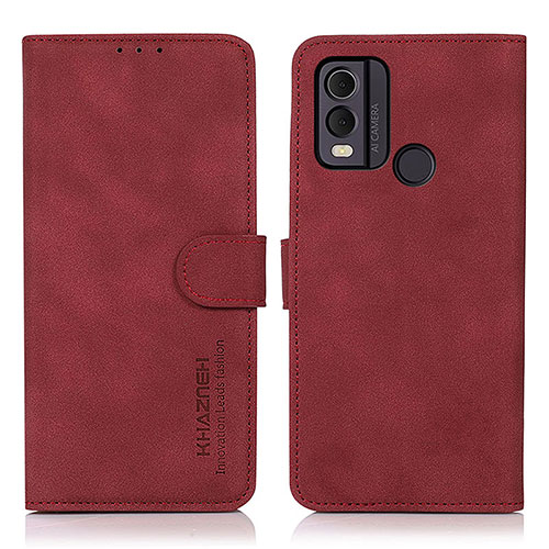 Leather Case Stands Flip Cover Holder D01Y for Nokia C22 Red