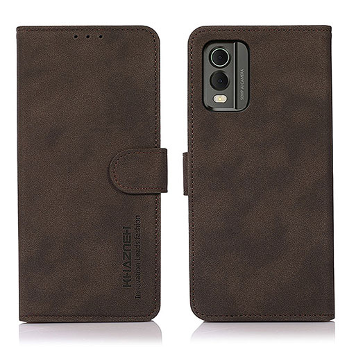 Leather Case Stands Flip Cover Holder D01Y for Nokia C32 Brown