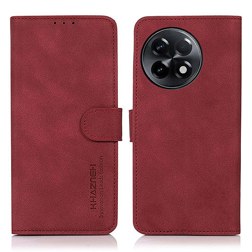 Leather Case Stands Flip Cover Holder D01Y for OnePlus 11R 5G Red