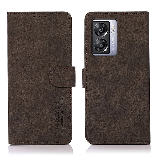 Leather Case Stands Flip Cover Holder D01Y for OnePlus Nord N300 5G Brown