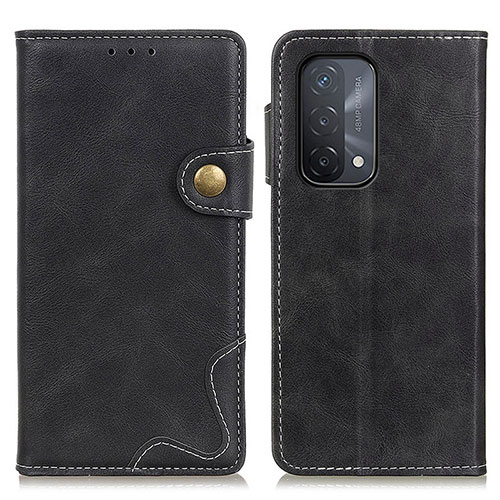 Leather Case Stands Flip Cover Holder D01Y for Oppo A54 5G Black