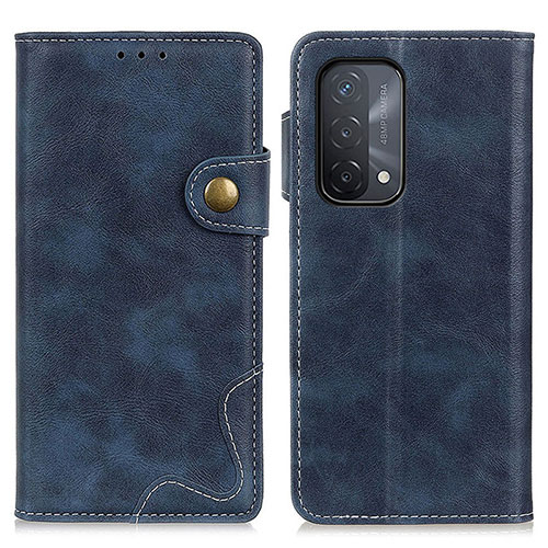 Leather Case Stands Flip Cover Holder D01Y for Oppo A54 5G Blue