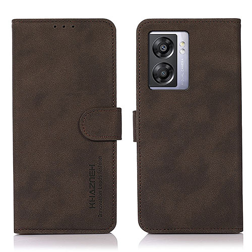 Leather Case Stands Flip Cover Holder D01Y for Oppo A77 5G Brown