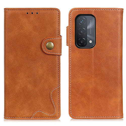 Leather Case Stands Flip Cover Holder D01Y for Oppo A93 5G Brown