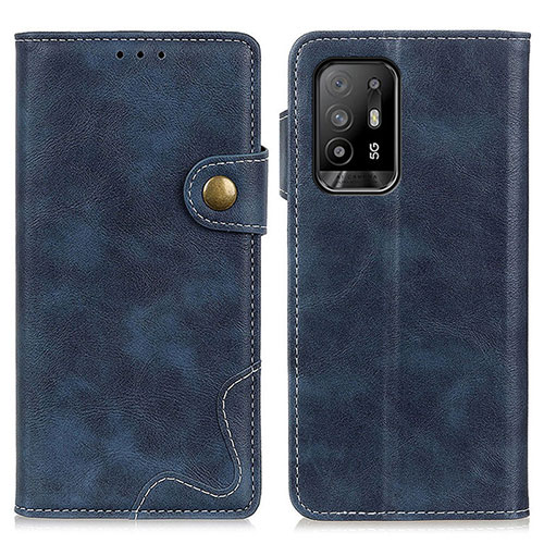 Leather Case Stands Flip Cover Holder D01Y for Oppo A94 5G Blue